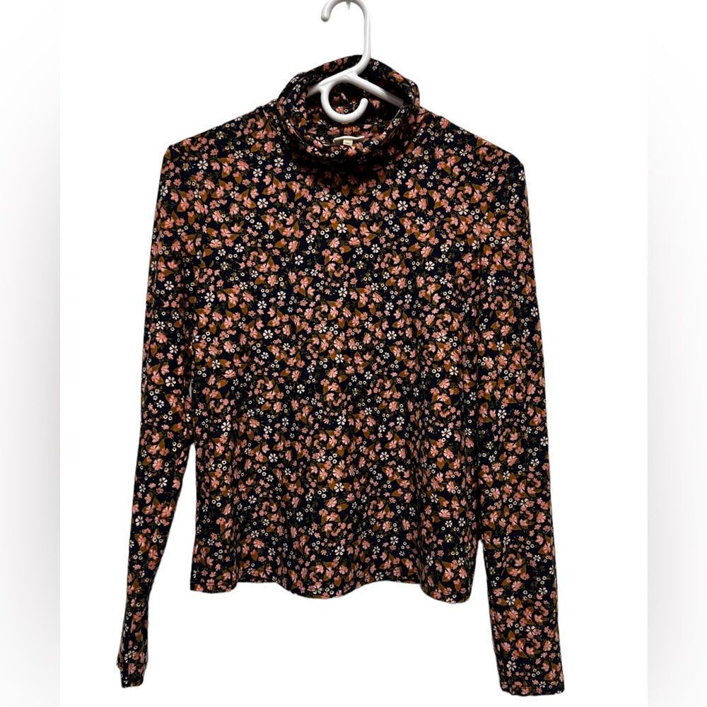 Self Esteem Women's Size Medium‎ Blue Floral Top Blouse Long Sleeve Shirt BP0803